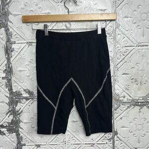 Black high waisted bike Shorts with white Trim